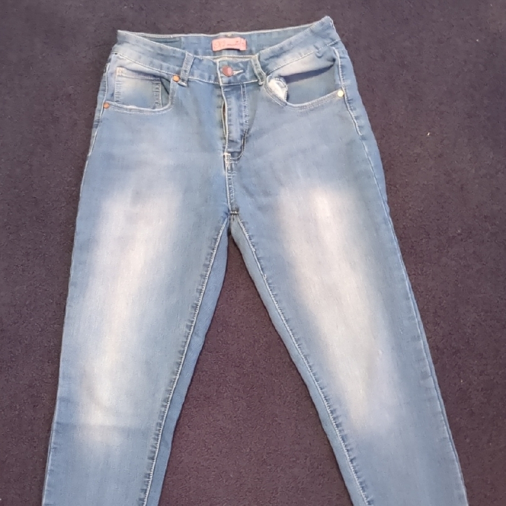 Blue Skinny Jeans with Faded Wash